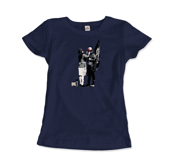 Banksy Anarchist Punk And His Mother Artwork T-Shirt - Women / Navy / Small by Art-O-Rama