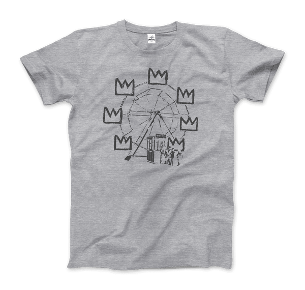 Banksy Ferris Wheel Homage to Basquiat Artwork T-Shirt - Men / Heather Grey / Small by Art-O-Rama