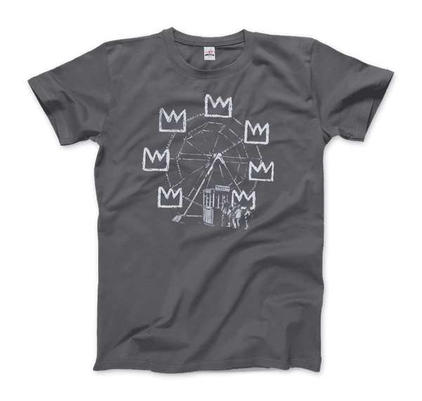 Banksy Ferris Wheel Homage to Basquiat Artwork T-Shirt - Men / Charcoal / Small by Art-O-Rama