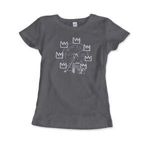 Banksy Ferris Wheel Homage to Basquiat Artwork T-Shirt - Women / Charcoal / Small by Art-O-Rama