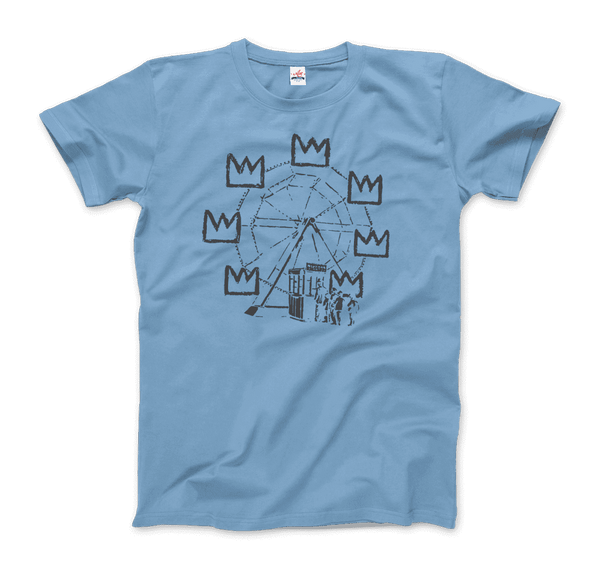 Banksy Ferris Wheel Homage to Basquiat Artwork T-Shirt - Men / Light Blue / Small by Art-O-Rama