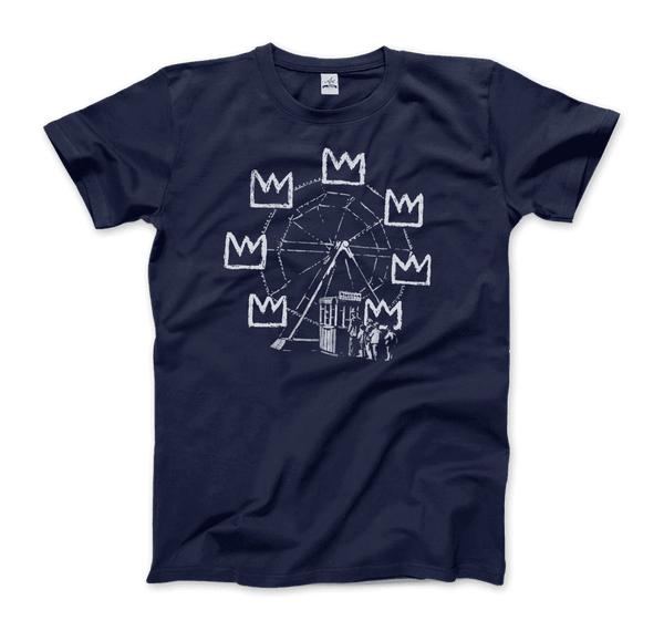 Banksy Ferris Wheel Homage to Basquiat Artwork T-Shirt - Men / Navy / Small by Art-O-Rama