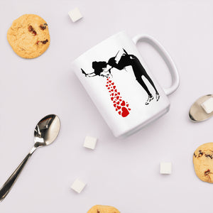 Banksy Lovesick Girl Throwing Up Hearts Artwork Mug - [variant_title] by Art-O-Rama