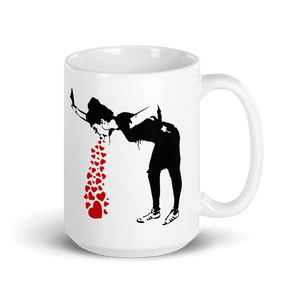Banksy Lovesick Girl Throwing Up Hearts Artwork Mug - [variant_title] by Art-O-Rama