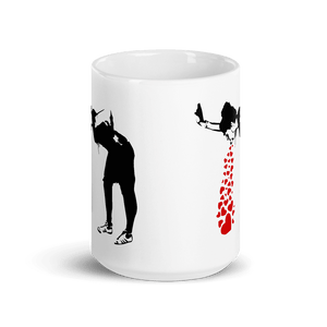 Banksy Lovesick Girl Throwing Up Hearts Artwork Mug - [variant_title] by Art-O-Rama