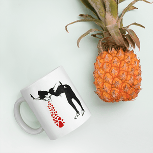 Banksy Lovesick Girl Throwing Up Hearts Artwork Mug - [variant_title] by Art-O-Rama