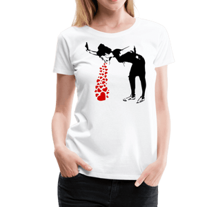 Banksy Lovesick Girl Throwing Up Hearts Artwork T-Shirt - T-Shirt
