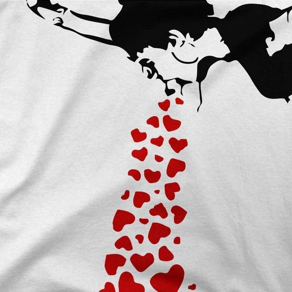 Banksy Lovesick Girl Throwing Up Hearts Artwork T-Shirt-Art-O-Rama-banksy,girl,hearts,love,lovesick,sick,valentines,vomit,woman