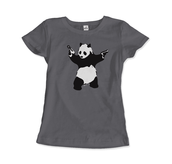 Banksy Pandamonium Armed Panda Artwork T-Shirt - Women / Charcoal / Small by Art-O-Rama
