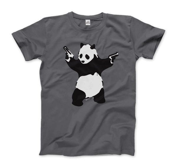 Banksy Pandamonium Armed Panda Artwork T-Shirt - Men / Charcoal / Small by Art-O-Rama