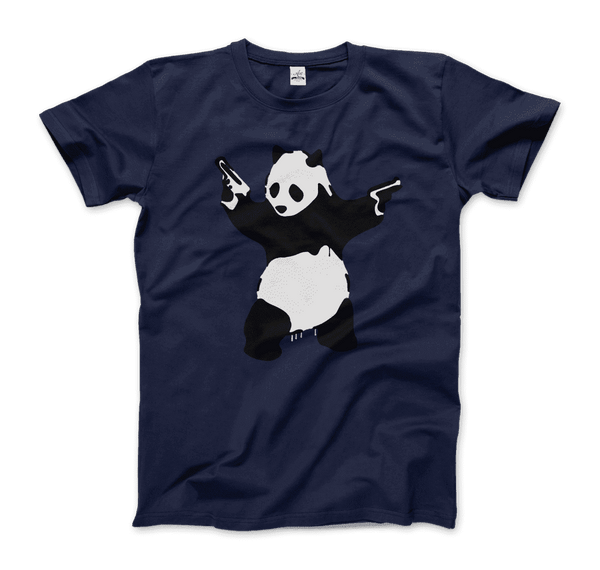 Banksy Pandamonium Armed Panda Artwork T-Shirt - Men / Navy / Small by Art-O-Rama