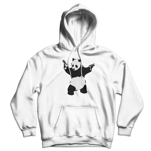 Banksy Pandamonium Armed Panda Unisex Hoodie - White / S - Hoodie