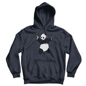 Banksy Pandamonium Armed Panda Unisex Hoodie - Navy / S - Hoodie