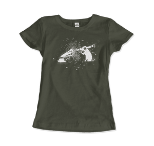 Banksy Rocket Dog (His Master’s Voice) Street Art T-Shirt - Women / Military Green / Small - T-Shirt