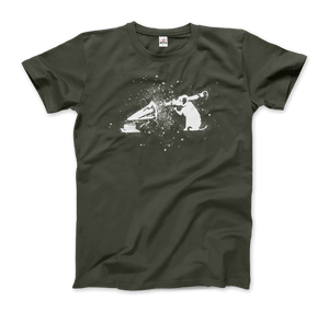 Banksy Rocket Dog (His Master’s Voice) Street Art T-Shirt - Men / Military Green / Small - T-Shirt