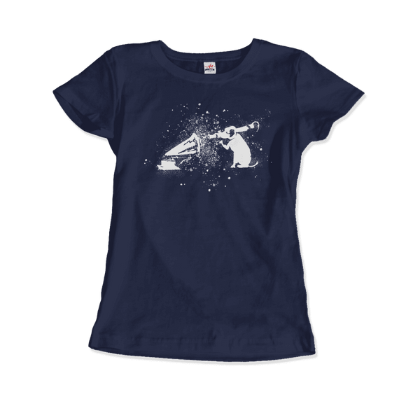 Banksy Rocket Dog (His Master’s Voice) Street Art T-Shirt - Women / Navy / Small - T-Shirt