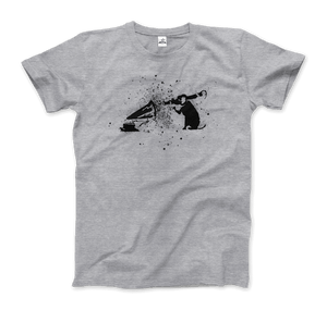 Banksy Rocket Dog (His Master’s Voice) Street Art T-Shirt - Men / Heather Grey / Small - T-Shirt