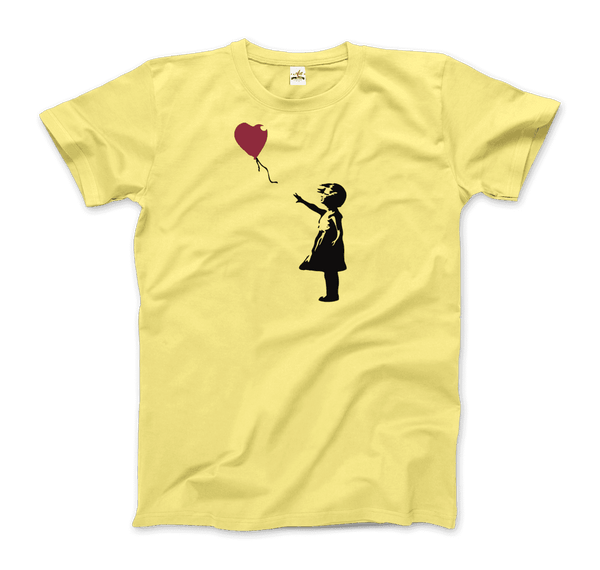Banksy The Girl with a Red Balloon Artwork T-Shirt - Men / Spring Yellow / Small - T-Shirt