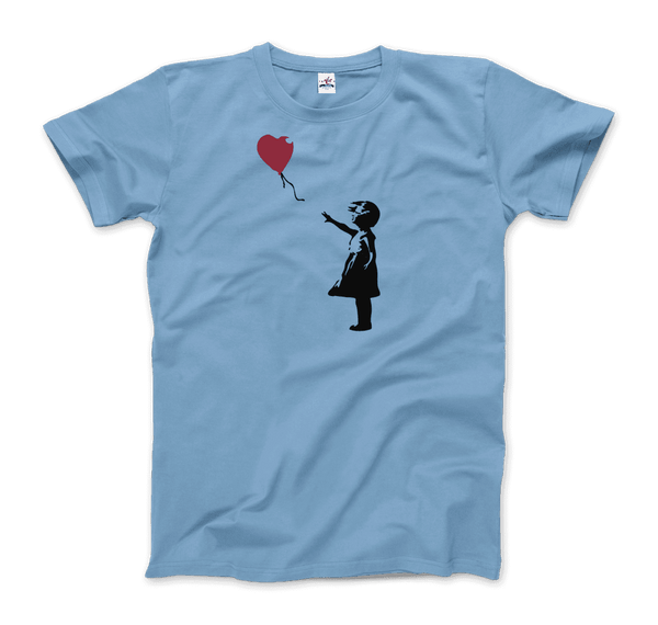 Banksy The Girl with a Red Balloon Artwork T-Shirt - Men / Light Blue / Small - T-Shirt