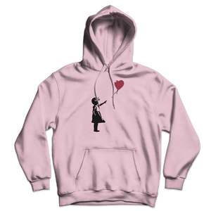 Banksy The Girl with a Red Balloon Artwork Unisex Hoodie - Light Pink / S - Hoodie