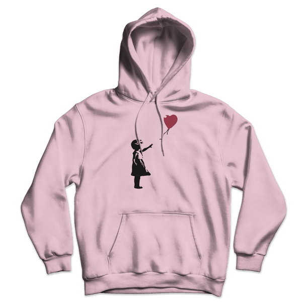 Banksy The Girl with a Red Balloon Artwork Unisex Hoodie - Light Pink / S - Hoodie
