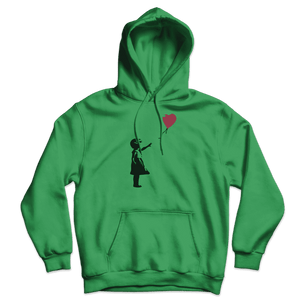 Banksy The Girl with a Red Balloon Artwork Unisex Hoodie - Kelly Green / S - Hoodie