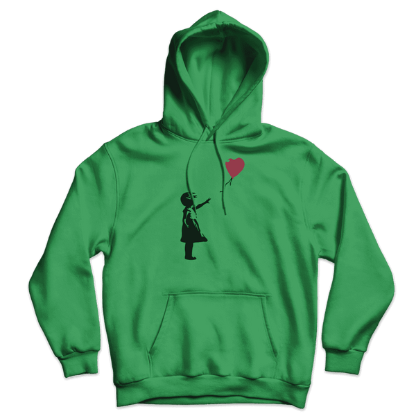Banksy The Girl with a Red Balloon Artwork Unisex Hoodie - Kelly Green / S - Hoodie