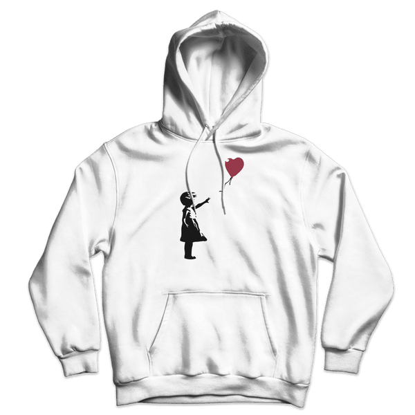 Banksy The Girl with a Red Balloon Artwork Unisex Hoodie - White / S - Hoodie