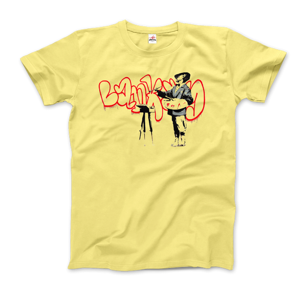 Banksy The Painter (Velasquez) From Portobello Road T-Shirt - Men / Spring Yellow / Small by Art-O-Rama