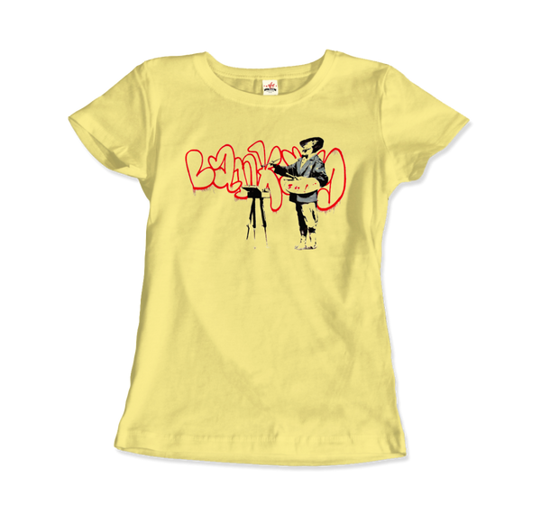 Banksy The Painter (Velasquez) From Portobello Road T-Shirt - Women / Spring Yellow / Small by Art-O-Rama