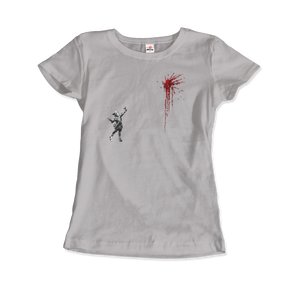 Banksy Valentines Day Mural Reproduction T-Shirt - Women / Silver / Small by Art-O-Rama