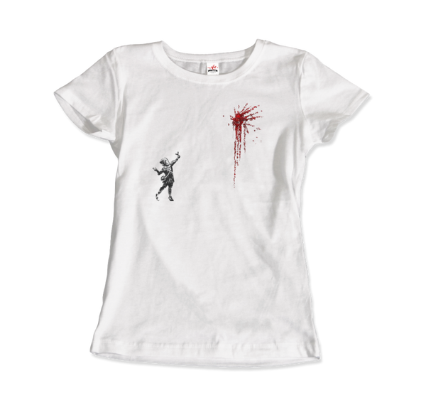 Banksy Valentines Day Mural Reproduction T-Shirt - Women / White / Small by Art-O-Rama