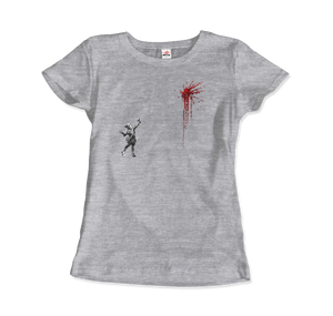 Banksy Valentines Day Mural Reproduction T-Shirt - Women / Heather Grey / Small by Art-O-Rama