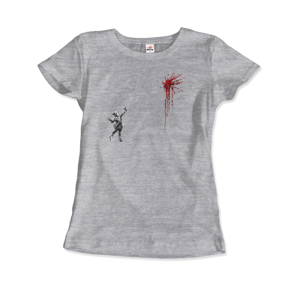 Banksy Valentines Day Mural Reproduction T-Shirt - Women / Heather Grey / Small by Art-O-Rama