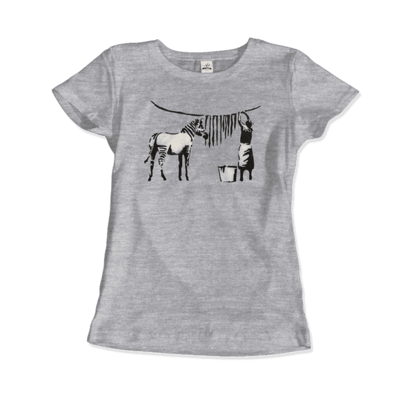 Banksy Zebra Stripes Artwork T-Shirt - Women / Heather Grey / Small - T-Shirt