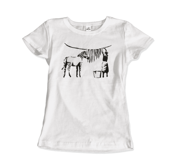 Banksy Zebra Stripes Artwork T-Shirt - Women / White / Small - T-Shirt