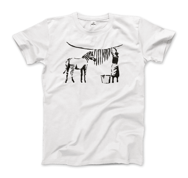 Banksy Zebra Stripes Artwork T-Shirt - Men / White / Small - T-Shirt