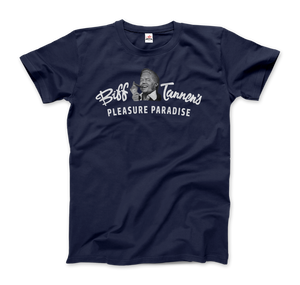 Biff Tannen's Pleasure Paradise Dusted Logo - Back to the Future T-Shirt - Men / Navy / Small by Art-O-Rama
