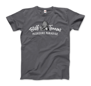 Biff Tannen's Pleasure Paradise Dusted Logo - Back to the Future T-Shirt - Men / Charcoal / Small by Art-O-Rama