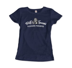 Biff Tannen's Pleasure Paradise Dusted Logo - Back to the Future T-Shirt - Women / Navy / Small by Art-O-Rama