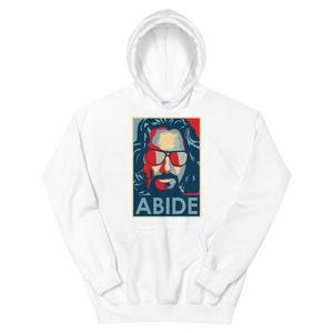 Big Lebowski Abide, Hope Style Unisex Hoodie - White / S by Art-O-Rama