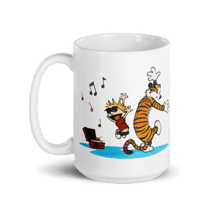 Calvin and Hobbes Dancing with Record Player Mug - 15oz (444mL) - Mug