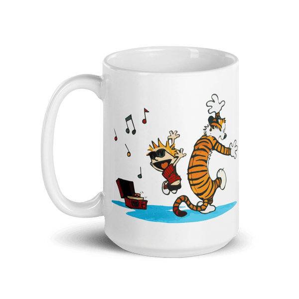 Calvin and Hobbes Dancing with Record Player Mug - 15oz (444mL) - Mug