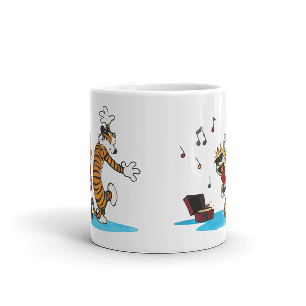 Calvin and Hobbes Dancing with Record Player Mug - Mug