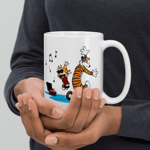 Calvin and Hobbes Dancing with Record Player Mug - Mug
