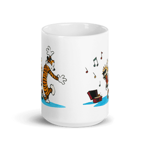Calvin and Hobbes Dancing with Record Player Mug - Mug