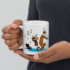 Calvin and Hobbes Dancing with Record Player Mug - Mug