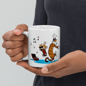 Calvin and Hobbes Dancing with Record Player Mug - Mug