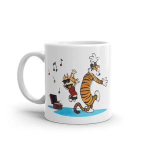 Calvin and Hobbes Dancing with Record Player Mug - 11oz (325mL) - Mug