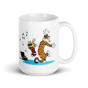 Calvin and Hobbes Dancing with Record Player Mug - Mug